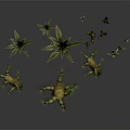 Various Form Cactus and Succulent Plants 3D Rendered Display with Different Shapes on Gray Surface