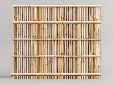 Natural Bamboo Fence Design For Outdoor Garden With Arranged Slats And Classic Appeal 3d model