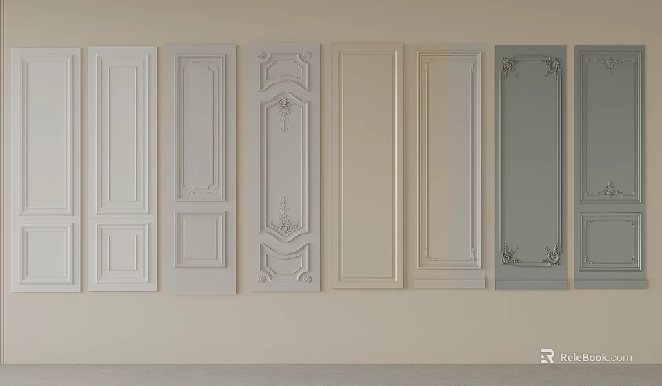Various Wall Panels With Different Designs And Colors 3d model
