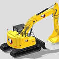 Yellow CAT Excavator With Tracks Cab And Front Bucket Design 3d model