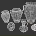 Assorted Decorative Ceramic Vases with Various Colors Shapes and Styles 3d model
