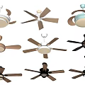 Multiple Styles of Ceiling Air Conditioning Fan Featuring Light and Blades in Different Colors