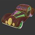 Burgundy Vintage Sports Car with Sleek Curves Retro Design and White Wheels Showcasing Elegant Classic Style