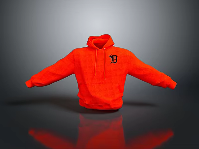 Vibrant Orange Hoodie With D Logo Stylish Design Soft Fabric For Casual Wear 3d model