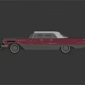 Vintage Red And White Car With Chrome Grille Illuminated Headlights Classic Design