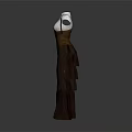 Women's Elegant White Blouse With Brown Suspenders And Ruffled Long Skirt