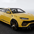 Yellow Lamborghini SUV With Sporty Design Black Wheels And Carbon Fiber Accents