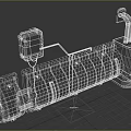 Rustic Brown Cylindrical Industrial Equipment With Metal Construction Pipe Connections And Orange Stripe