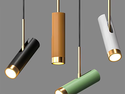 Modern Downlights And Spotlights With Gold Accents In Black Brown White Green 3d model