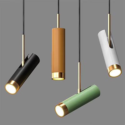 Modern Downlights And Spotlights With Gold Accents In Black Brown White Green 3d model