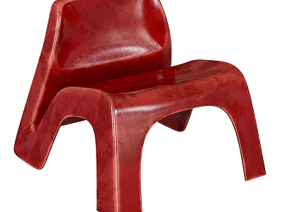 Modern Red Leisure Chair With Sleek Lines Glossy Surface And Unique One Piece Design 3d model