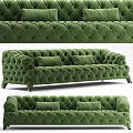 Luxurious Green Tufted Velvet Sectional Sofa With Metal Legs And Plush Cushions