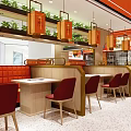 Vibrant Orange Noodle Restaurant With Handmade Noodles And Cozy Interior