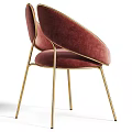 Elegant Modern Dining Chair With Red Velvet Upholstery And Gold Metal Legs Curved Backrest Design