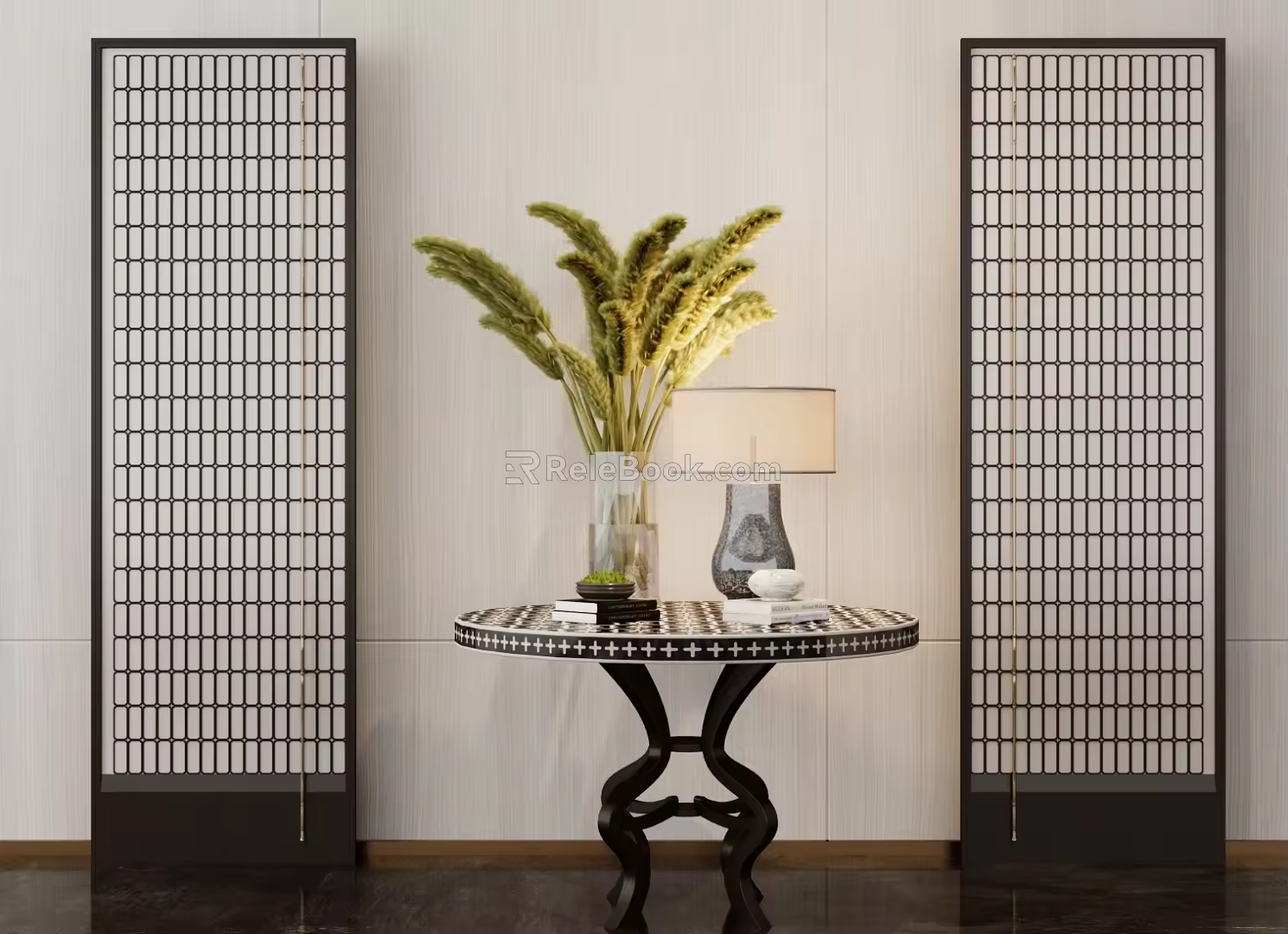 Modern Flower Table Modern Ornaments Combination Indoor Landscape Device Flower Potted Table Lamp Flower 3d model