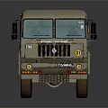 Beige Military Transport Truck With Open Cargo Bed And Large Tires