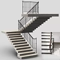 Modern Staircase With Concrete Steps And Black Metal Railings Design