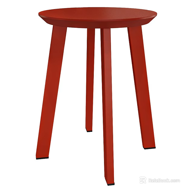 Red Modern Stool Design With Four Straight Legs For Home Interior Decor 3d model