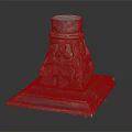 Ornate Stone Pedestal With Intricate Carvings And Square Base Design