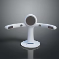 White Computer Stand With Modern Design Circular Top Adjustable Arms And Stable Base 3d model