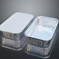 Aluminum Foil Food Container Set Featuring Lidded And Open Rectangular Ribbed Design