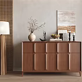 Entryway Wooden Console Table With Decorative Vase Lamp Wall Art And Modern Home Decor
