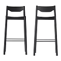 Modern Black Bar Stools With Sleek Backrest And Tall Legs For Kitchen 3d model