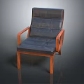 Single Sofa With Wooden Armrests And Dark Cushion In Simple Design