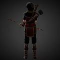 Elven Archer Character With Bow And Arrowquiver In Dark Outfit