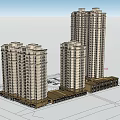 Modern High Rise Residential Building Exterior With Ground Floor Commercial Shops