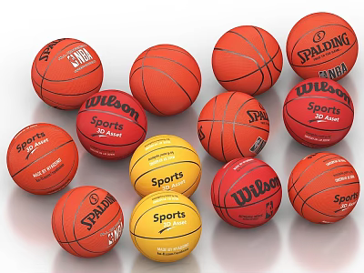 Sports Equipment Basketballs Featuring Spalding Wilson And Colorful Designs For Training 3d model