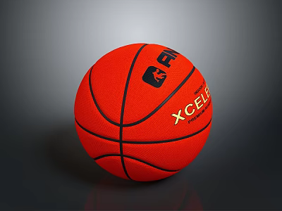 XCELER Orange Basketball With Black Stitching And Logo For Sports Activities 3d model