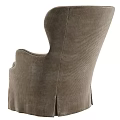 Comfortable Taupe Corduroy Accent Chair With High Back Armrests And Skirted Base
