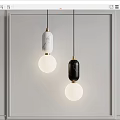 Modern Pendant Lights with White Black Marble Cylinder and Glass Globe Shades