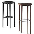 Modern Bar Stools Featuring Black Metal And Dark Brown Wooden Frames With Crossbar Structure 3d model