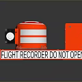 Red Flight Recorder Device With Warning Label And Metallic Components Design 3d model