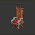 Pixel Art Single Chair With Orange Red Frame Decorative Backrest And White Armrests