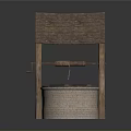 Traditional Well Building With Wooden Shingle Roof Brick Base And Wooden Frame Pulley