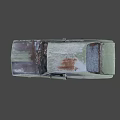 Rusty Old Green Abandoned Vintage Car With Broken Windows And Dust