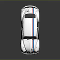 White Classic Beetle Car With Red And Blue Stripes And Number 53