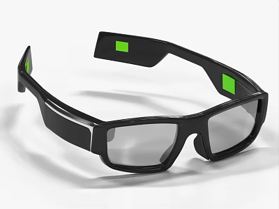 Modern Smart Glasses With Black Frame And Green Accents Tech Design 3d model