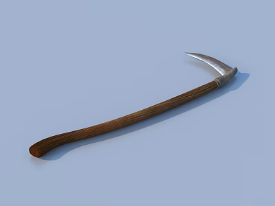 Practical Handheld Sickle With Wooden Handle And Metal Blade For Daily Use 3d model