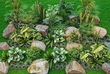 Modern Stone Landscape Stone Landscape Plant Shrub Flower Combination 3d model