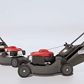 Two Gas Powered Lawn Mowers As Agricultural Equipment For Garden Maintenance