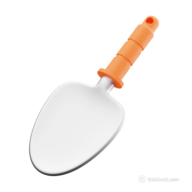 Heavy Duty Industrial Equipment Stainless Steel Shovel With Orange Ergonomic Handle 3d model 