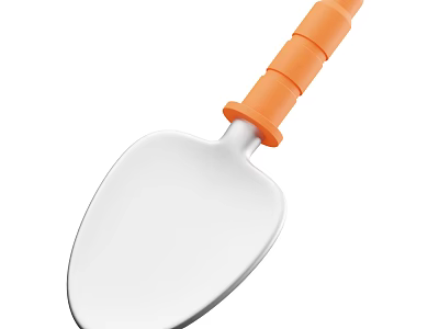 Heavy Duty Industrial Equipment Stainless Steel Shovel With Orange Ergonomic Handle 3d model