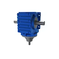 Blue Mechanical Gearbox Component With Square Housing Metal Shaft And Conical Base