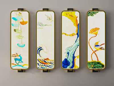 Colorful Artistic Wall Lamps With Traditional Hand Painted Patterns For Home Decor 3d model