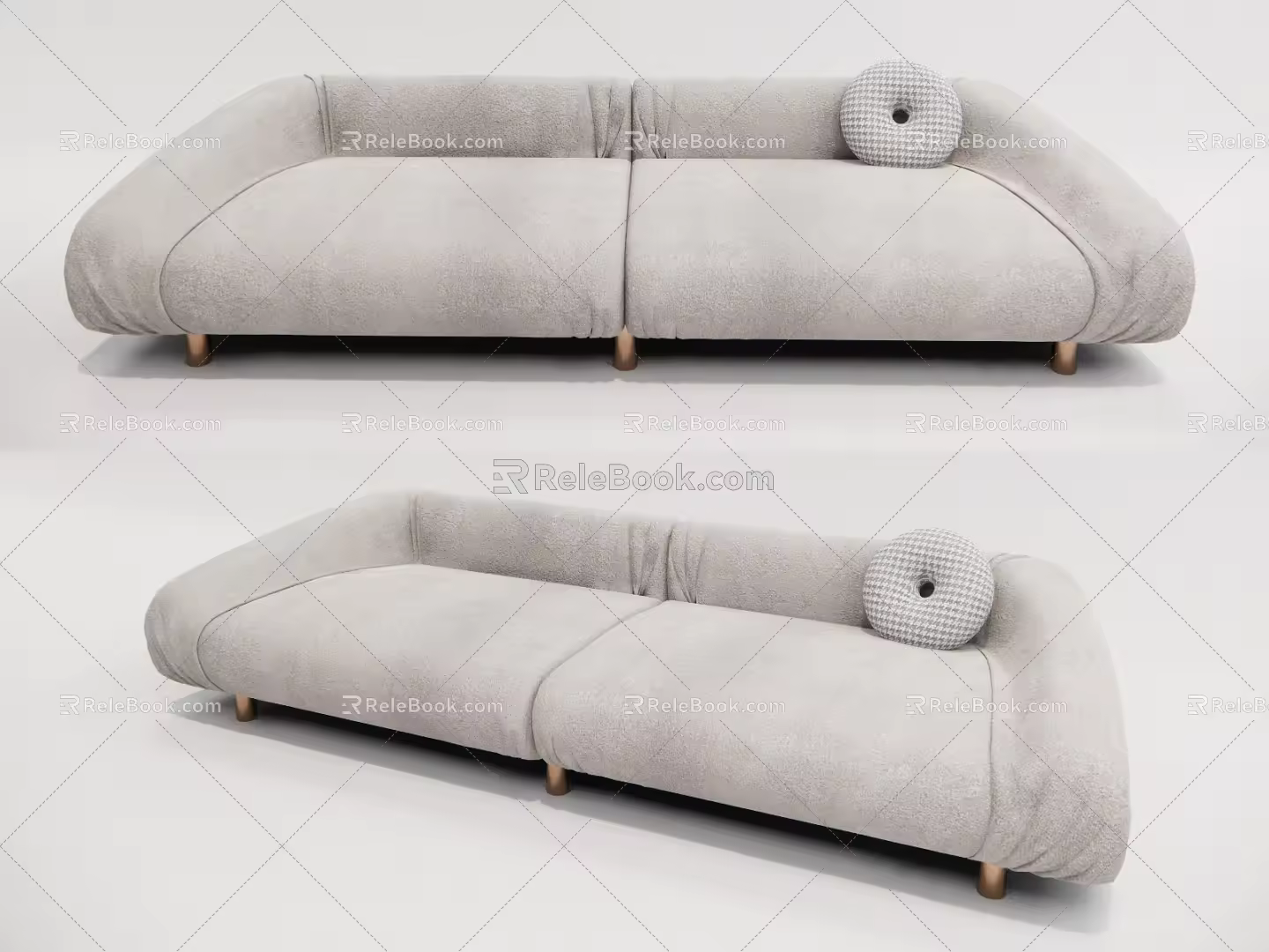 Modern double sofa multiplayer sofa 3d model