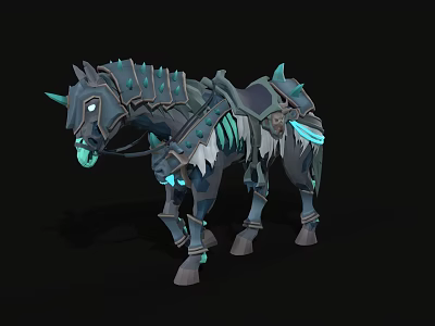 Fantasy Skeleton Horse With Glowing Blue Accents And Detailed Armor 3d model